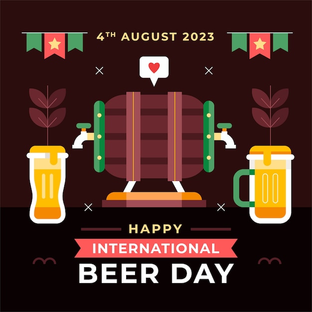 Flat illustration for international beer day celebration