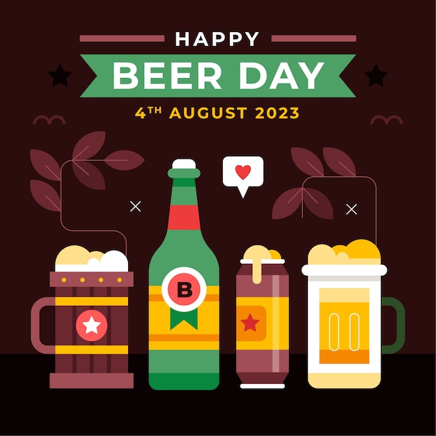 Flat illustration for international beer day celebration