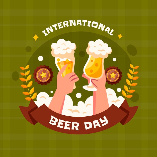 Vettore gratuito illustrazione piatta per la celebrazione della giornata internazionale della birra