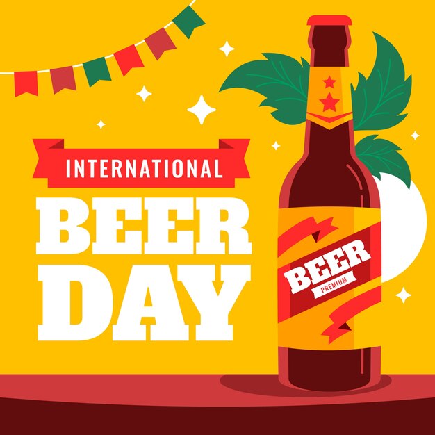 Flat illustration for international beer day celebration