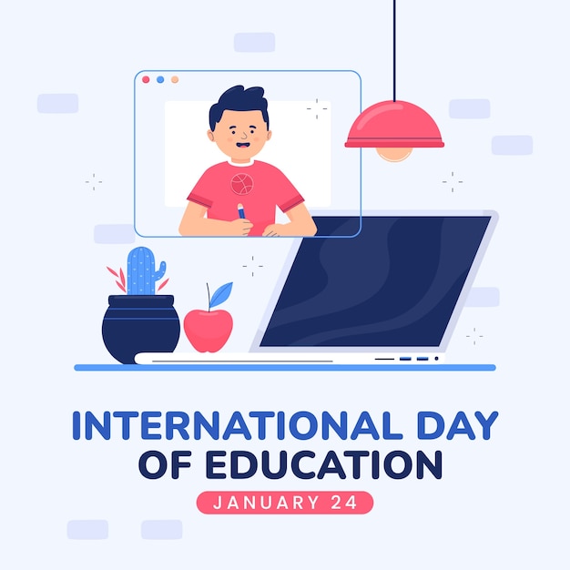 국제 교육의 날을 위한 평면 그림