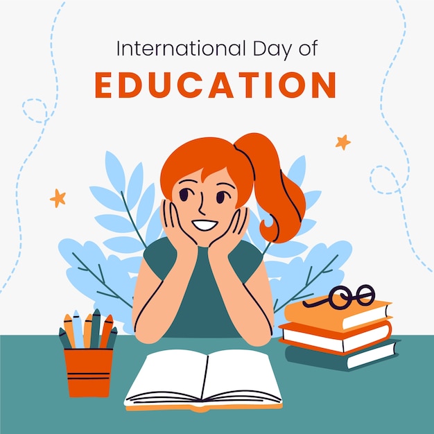 Flat illustration for international day of education celebration