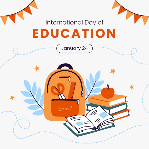 Flat illustration for international day of education celebration