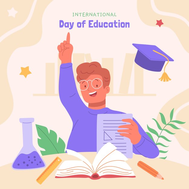 국제 교육의 날을 위한 평면 그림