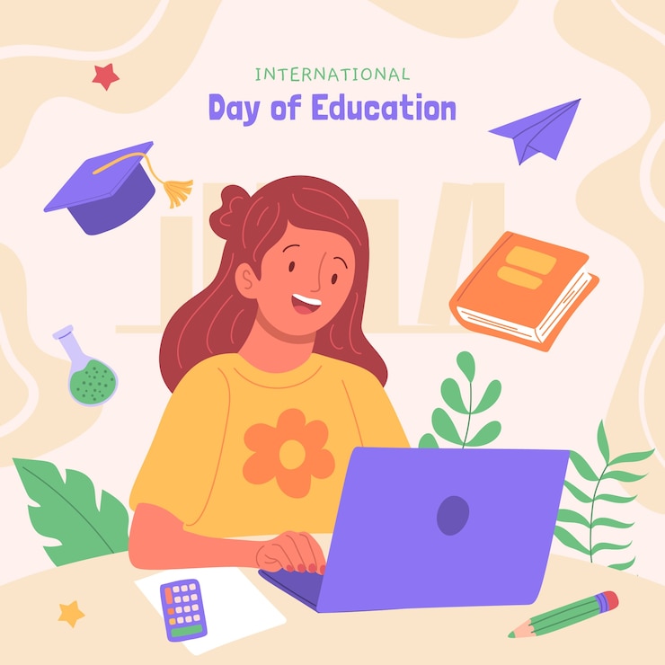 Free Vector flat illustration for international day of education celebration