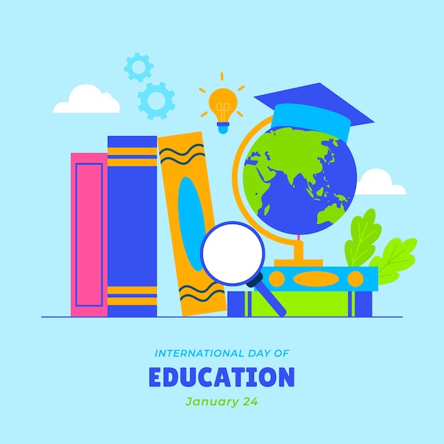 Free vector flat illustration for international day of education