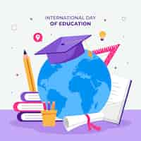 Free vector flat illustration for international day of education