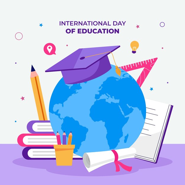 국제 교육의 날에 대한 평면 그림
