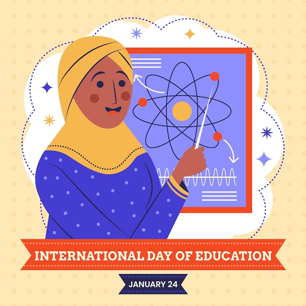 Free vector flat illustration for international day of education