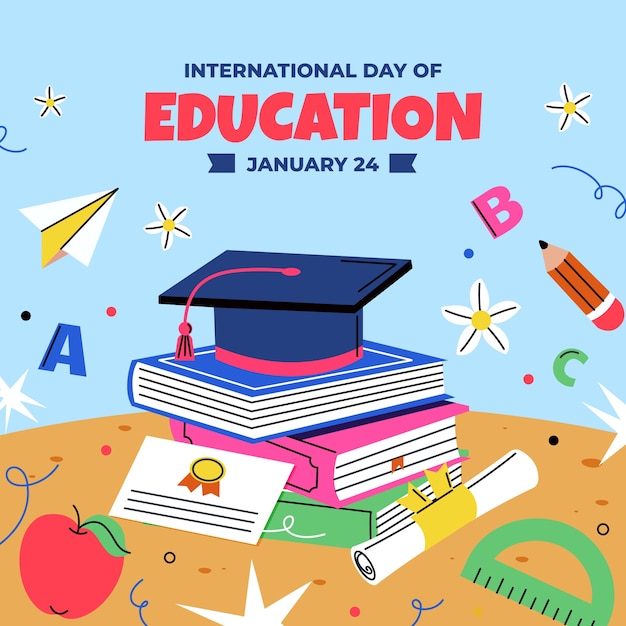 Free vector flat illustration for international day of education