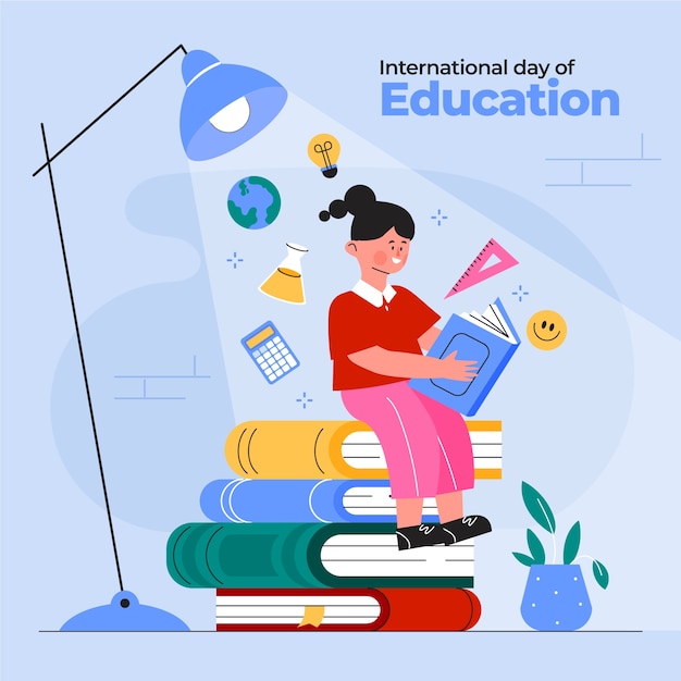 Free vector flat illustration for international day of education