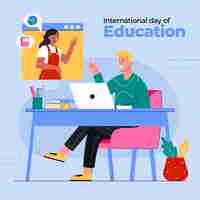 Free vector flat illustration for international day of education