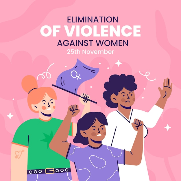 Vettore gratuito illustrazione piatta per la giornata internazionale per l'eliminazione della violenza contro le donne