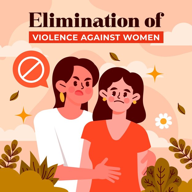 女性に対する暴力の廃止のための国際日のためのフラットイラスト