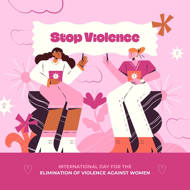 여성 에 대한 폭력 을 없애는 국제 날 을 위한 평평 한 그림
