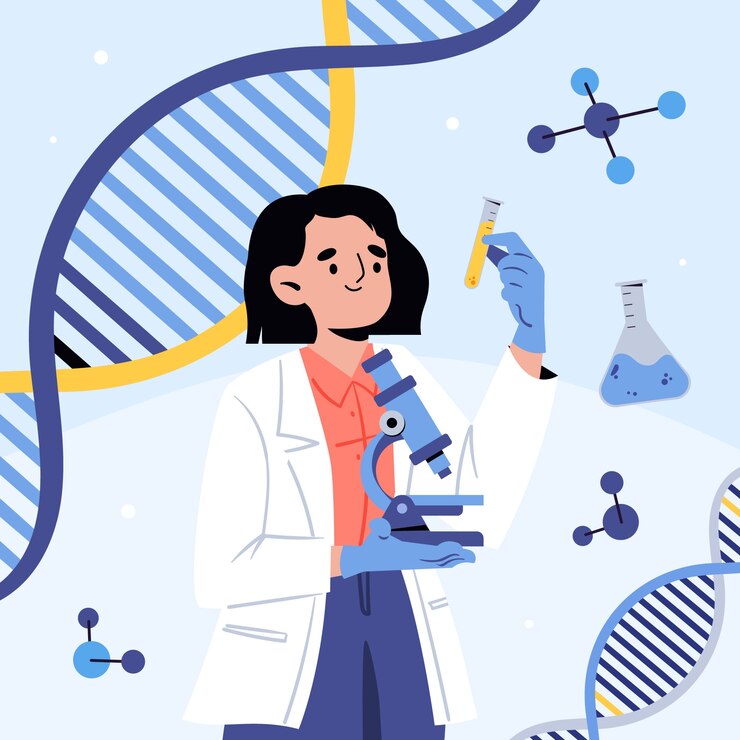 無料Vector 科学における女性と女の子の国際デーのフラットイラスト