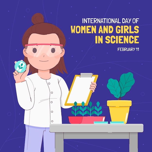 Free vector flat illustration for international day of women and girls in science