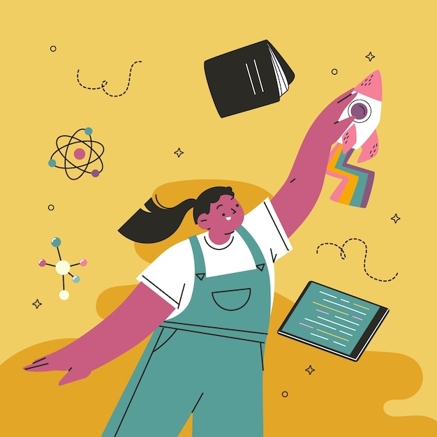 Flat illustration for international day of women and girls in science