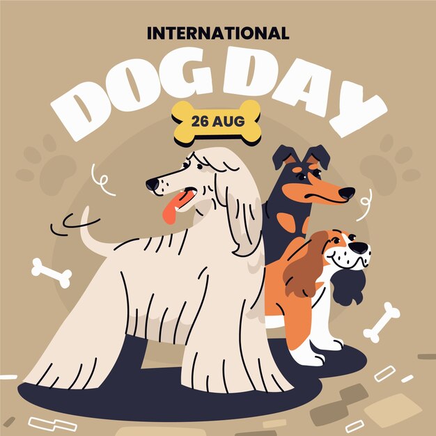 Flat illustration for international dog day celebration