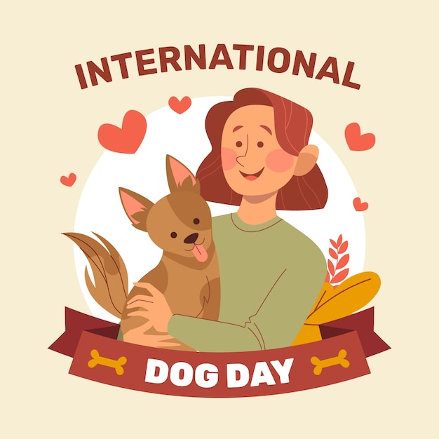 国際犬の日のお祝いのためのフラットの図