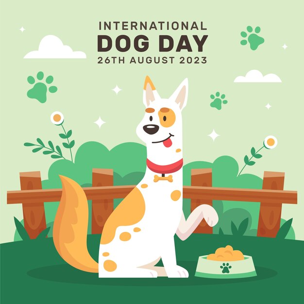Flat illustration for international dog day celebration