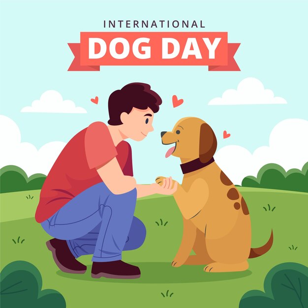 国際犬の日のお祝いのためのフラットの図