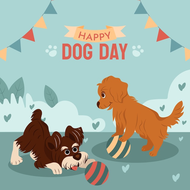 Free vector flat illustration for international dog day celebration