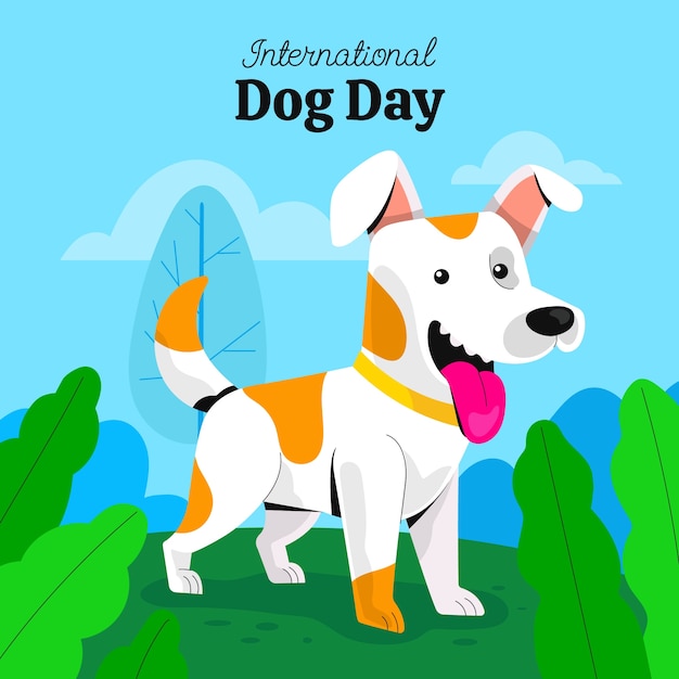 Vettore gratuito illustrazione piatta per la celebrazione della giornata internazionale del cane