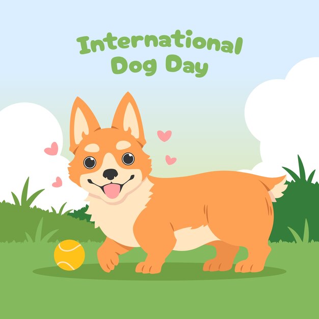 Flat illustration for international dog day celebration