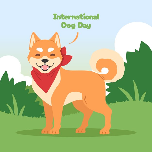 国際犬の日のお祝いのためのフラットの図