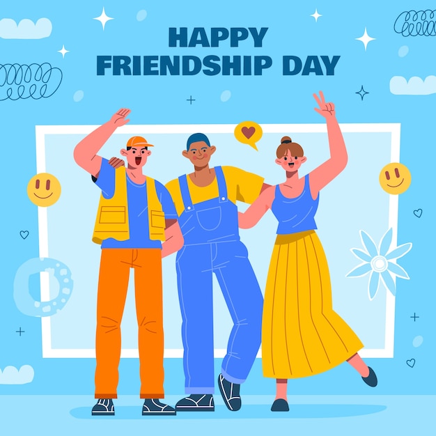 Flat illustration for international friendship day celebration