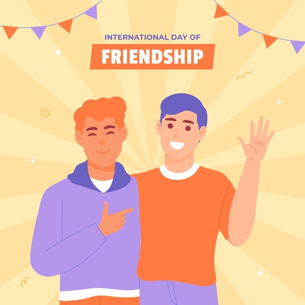 Flat illustration for international friendship day celebration