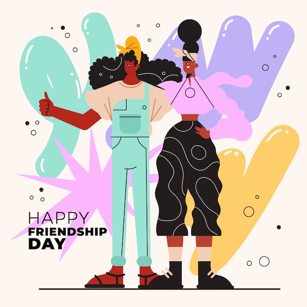 Free vector flat illustration for international friendship day celebration