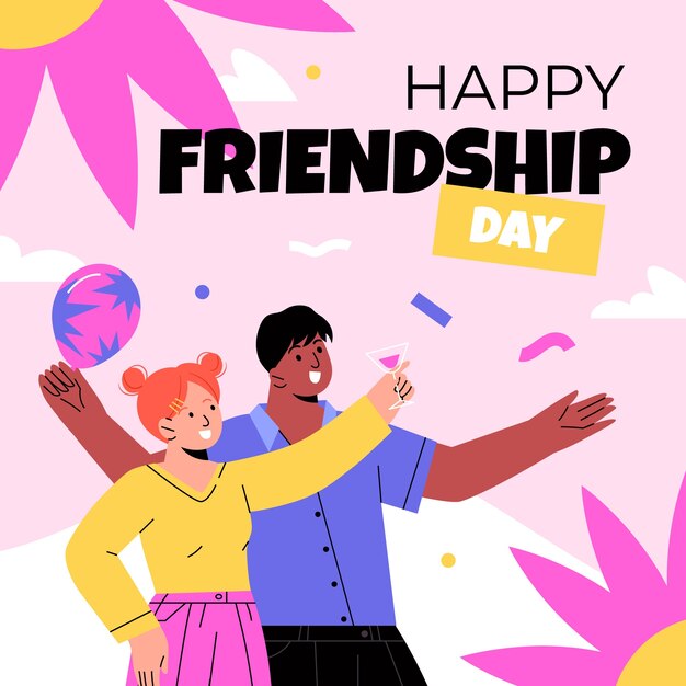 flat illustration for international friendship day celebration