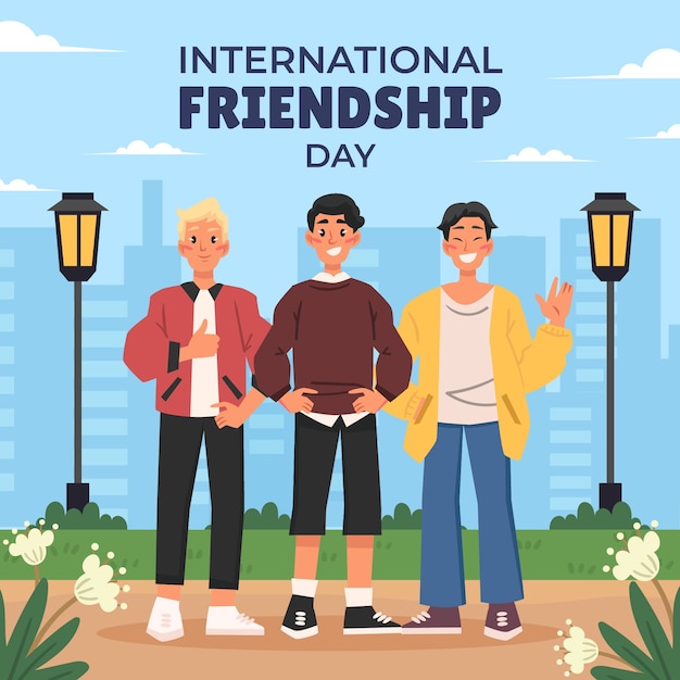 Flat illustration for international friendship day celebration