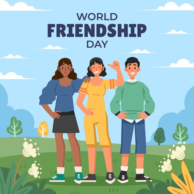 Free vector flat illustration for international friendship day celebration