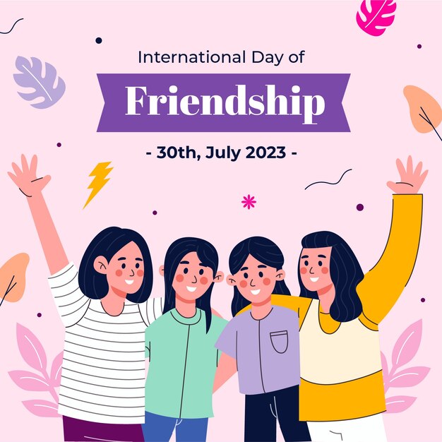 Flat illustration for international friendship day celebration