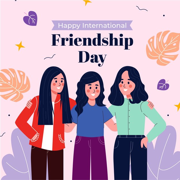 flat illustration for international friendship day celebration