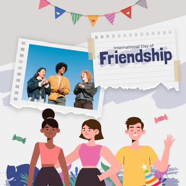 Flat illustration for international friendship day celebration