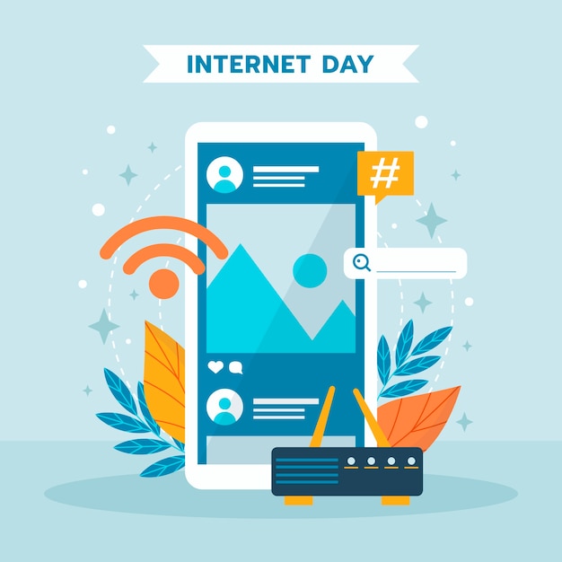 Free vector flat illustration for international internet day celebration