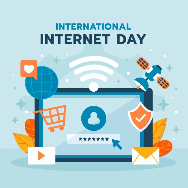 Flat illustration for international internet day celebration