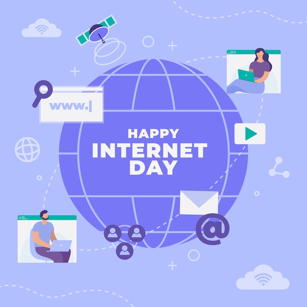 국제 인터넷의 날 축하를 위한 평면 그림