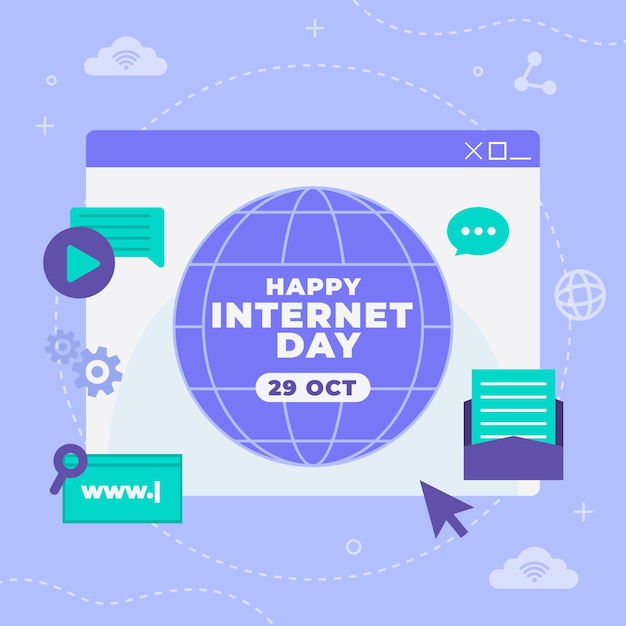 Flat illustration for international internet day celebration