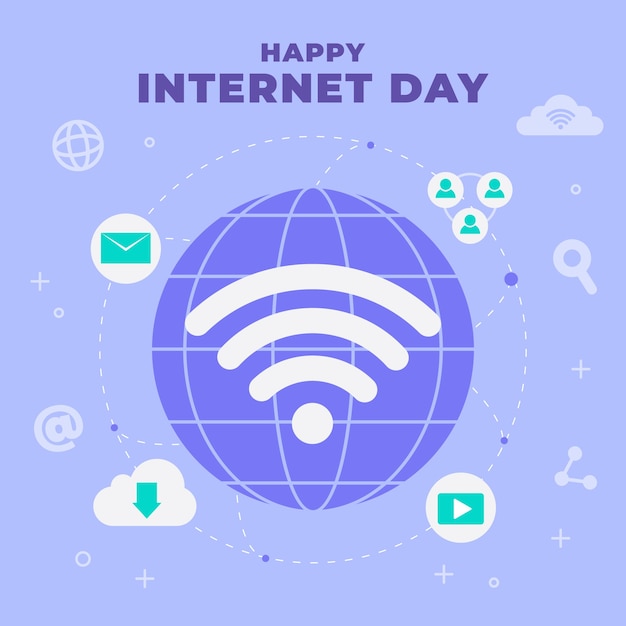 Vettore gratuito illustrazione piatta per la celebrazione della giornata internazionale di internet