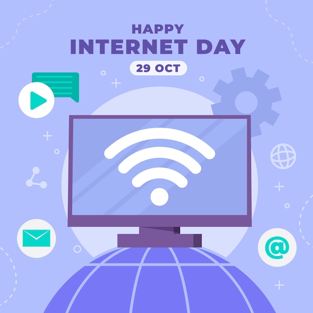 Vettore gratuito illustrazione piatta per la celebrazione della giornata internazionale di internet