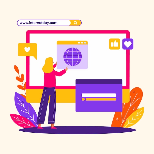 Free vector flat illustration for international internet day celebration