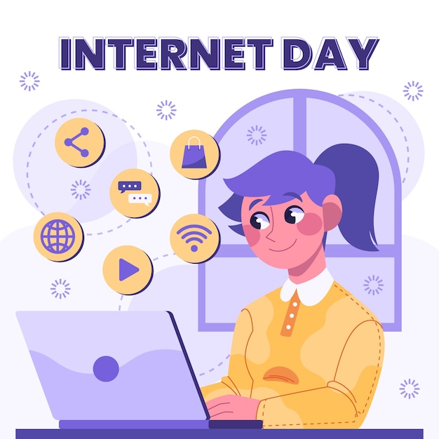 Free vector flat illustration for international internet day celebration