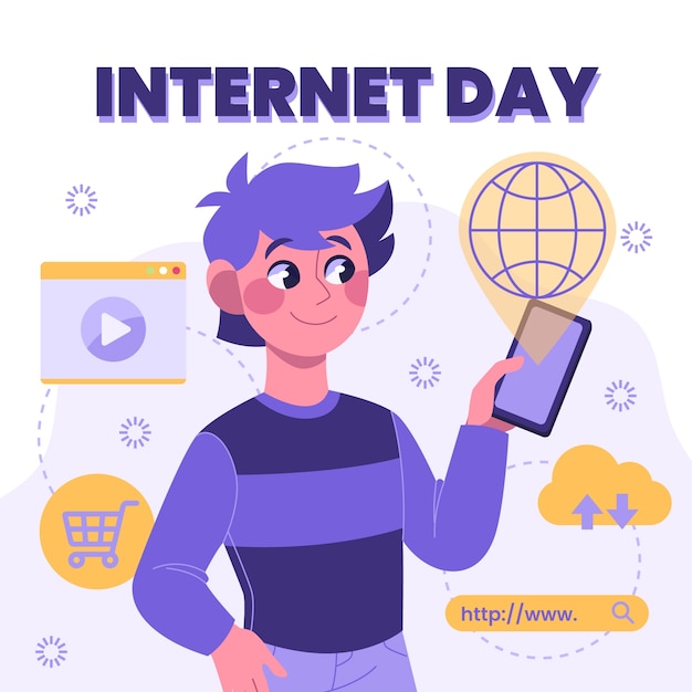 Free vector flat illustration for international internet day celebration