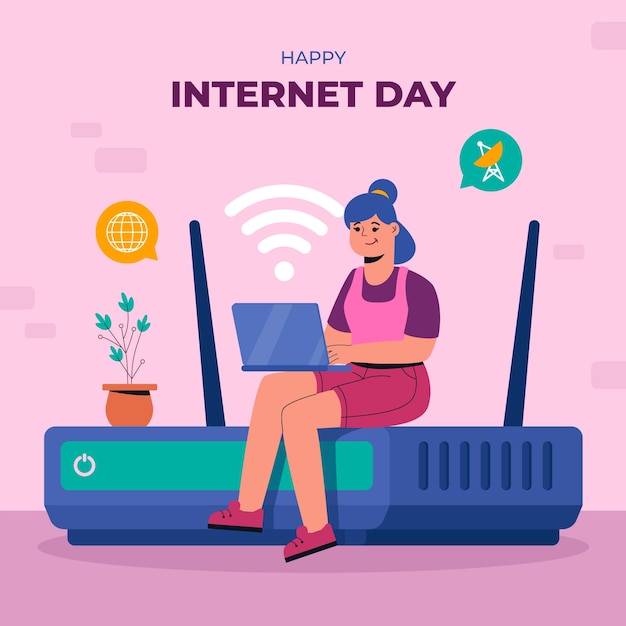 Free vector flat illustration for international internet day celebration