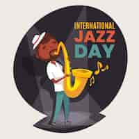 Free vector flat illustration of international jazz day with musician